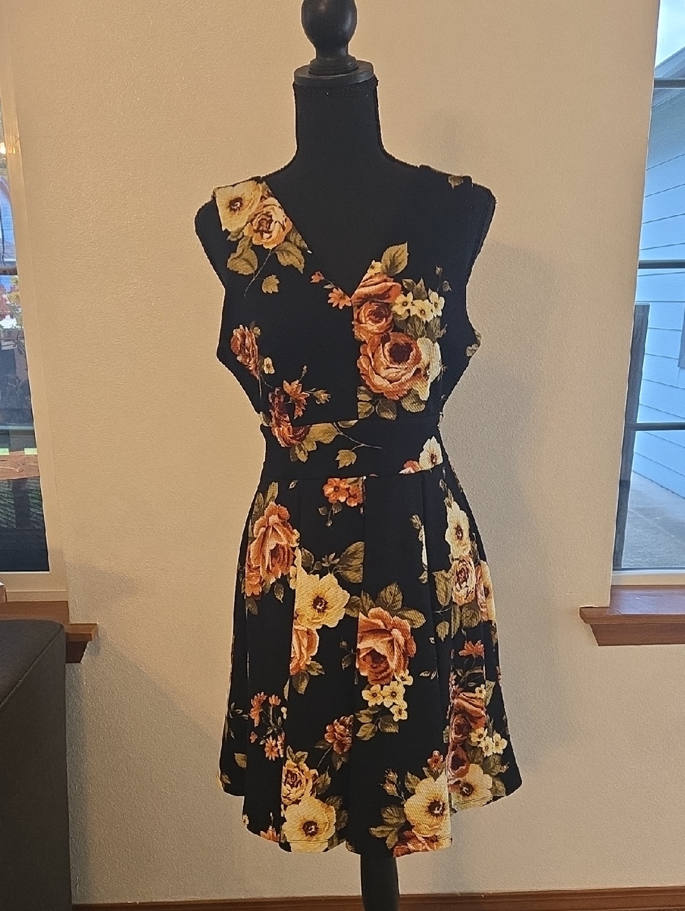 Haute Monde Black Floral Fit-&-Flare  Dress